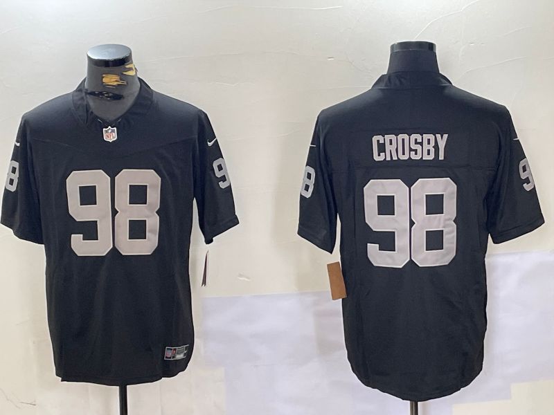 Men Oakland Raiders #98 Crosby Black Three generations 2024 Nike Vapor Limited NFL Jersey style 1